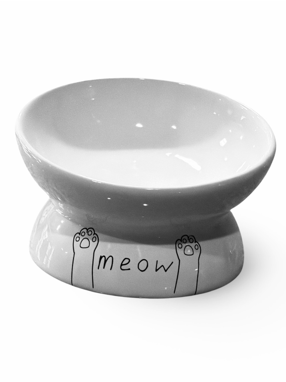 Park Life Designs Elevated Ceramic Cat Dish Bowl For Food White Black - Picture 3 of 6